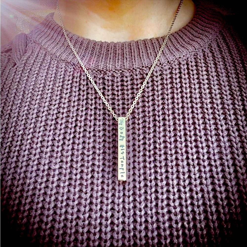 18” Necklace with Engraved Bar Pendant